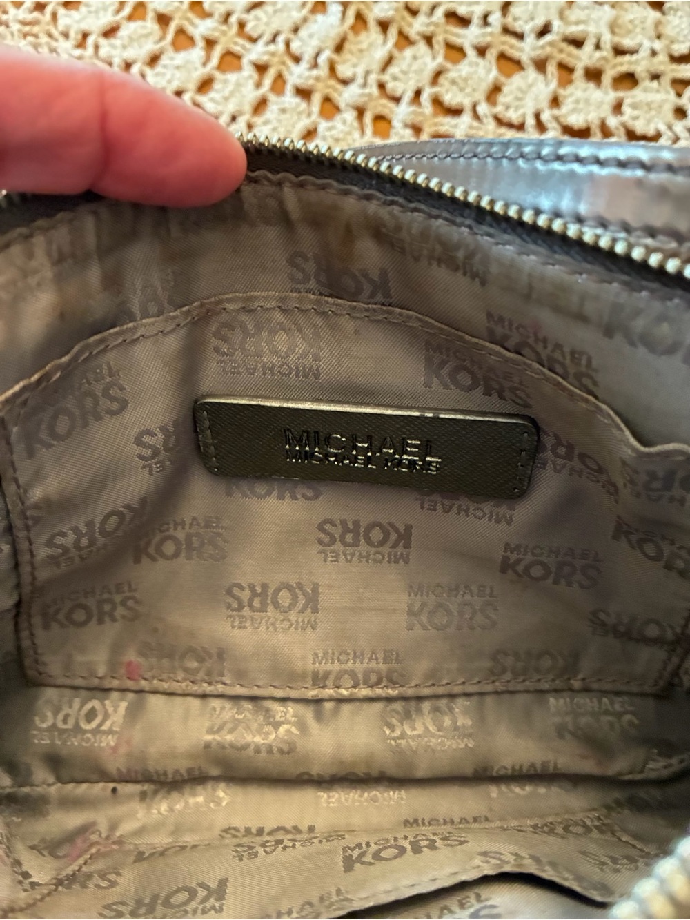 Michael Kors Jet Set Metallic Pewter MK Logo Mini Wristlet - Picture 5 of 14